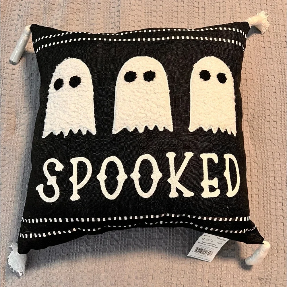 Spooked Black and White Holiday Pillows ~ Set #10B